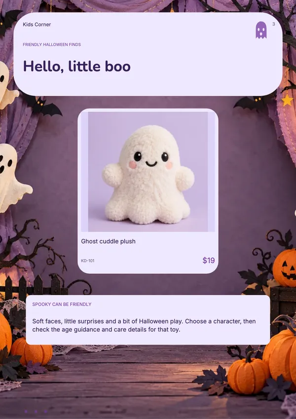 Page 3 of the Boo Crew toys & baby catalogue template: introduction