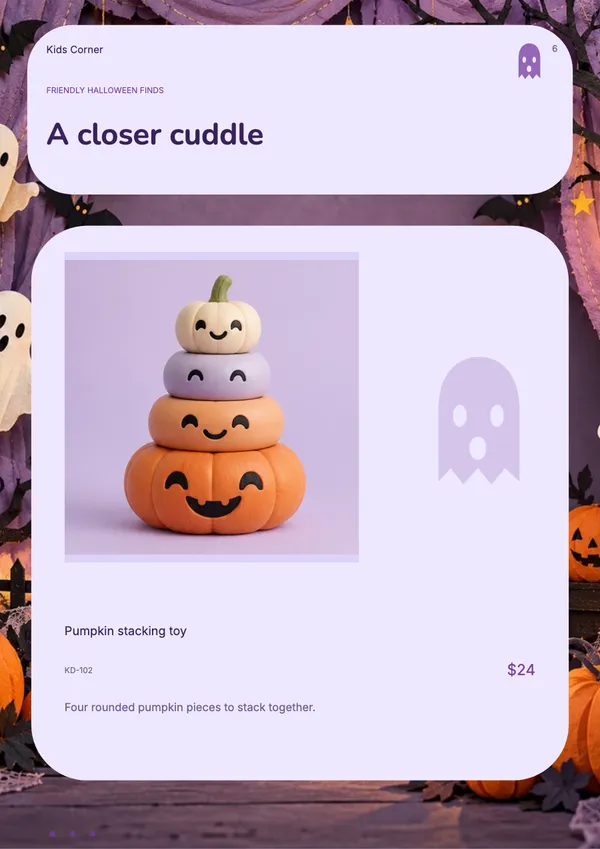 Page 6 of the Boo Crew toys & baby catalogue template: product feature