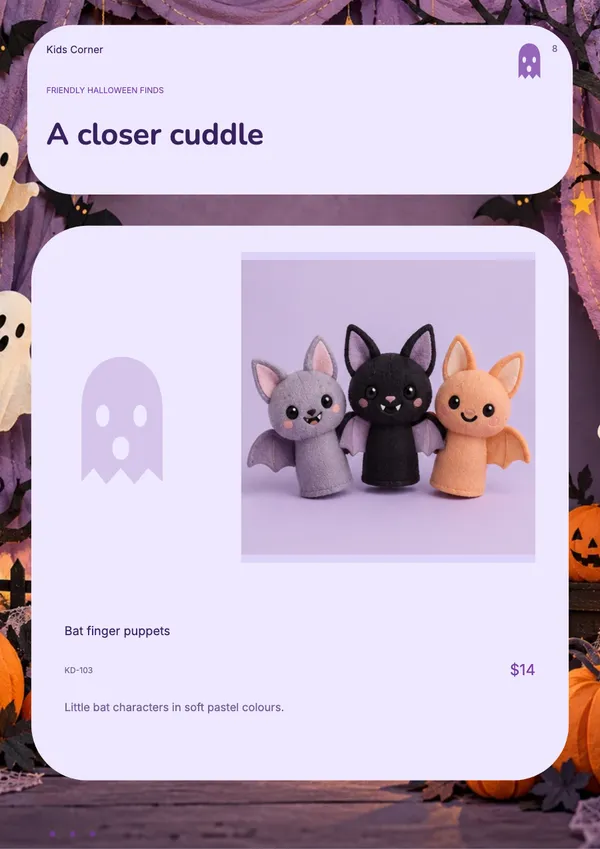 Page 8 of the Boo Crew toys & baby catalogue template: product feature