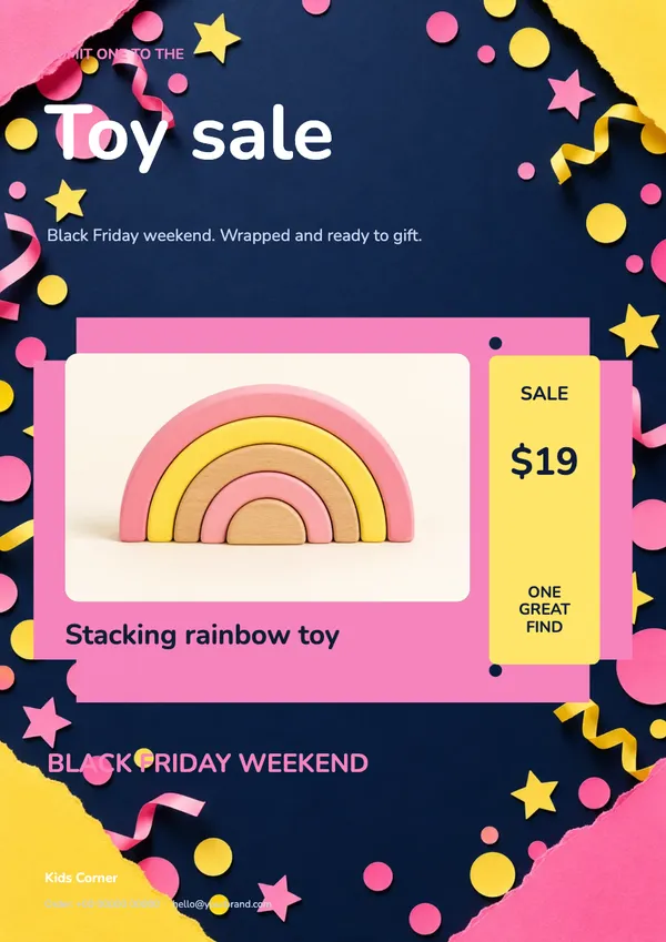 Page 1 of the Toy Box Ticket toys & baby flyer template: flyer