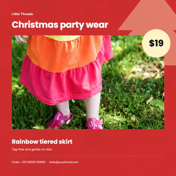 Page 1 of the Christmas Party kids’ wear flyer template: flyer