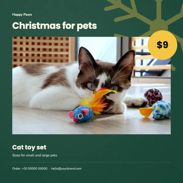 Page 7 of the Christmas Treats pet supplies flyer template: flyer