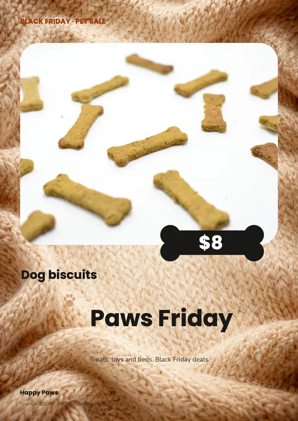 Page 7 of the Paws Friday pet supplies flyer template: flyer